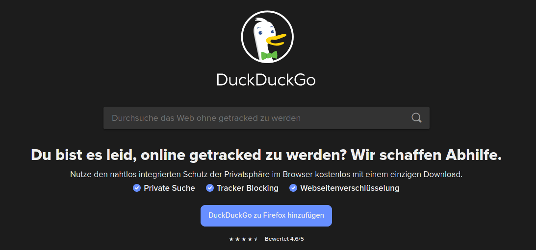 Nicht weniger als die totale Privatsphäre verspricht DuckDuckGo